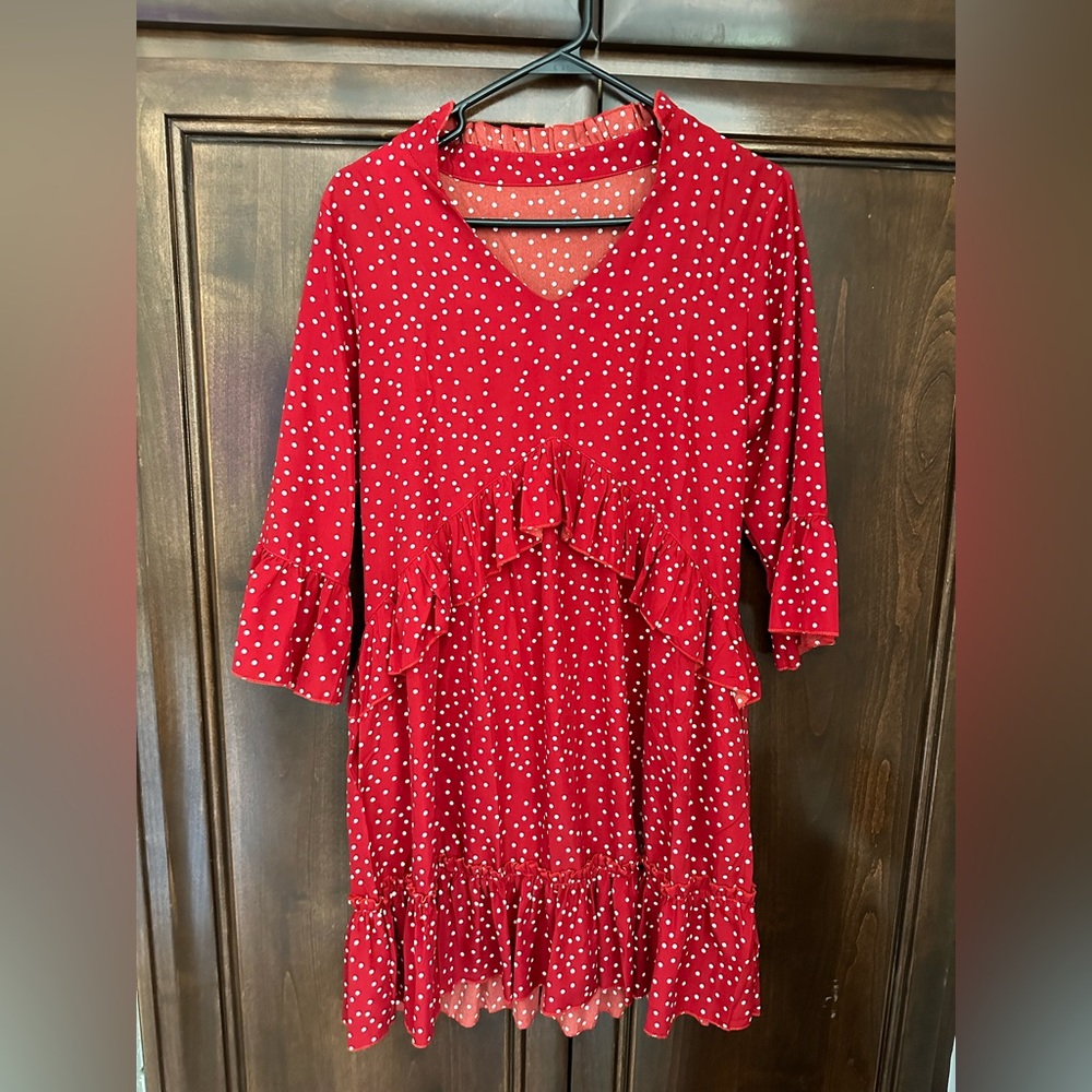 Red polka dot dress